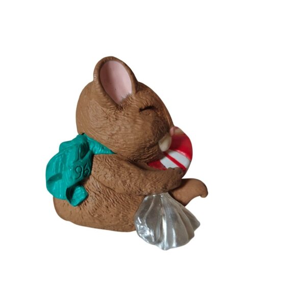 Vintage Hallmark Sharon Pike 1996 Anthropomorphic Mouse Ornament With Candy Cane - Picture 4 of 6